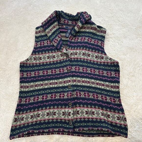Chaps Jackets & Blazers - Chaps Womens Knit Sweater Vest Multicolor L Cotton Boho Indie Grunge Gorpcore